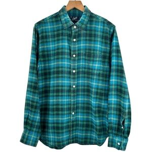 NEW Grayers Flannel Shirt Blue Green Plaid 100% Cotton | Size Medium